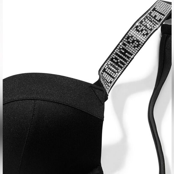 Victorias Secret Swim Shine Strap Sexy Tee Push Up Bikini Top Black - Picture 8 of 9